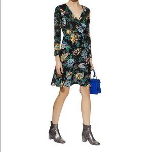 DVF Diane von Furstenberg Benton Floral Long-Sleeve Silk Wrap Dress Size 0
